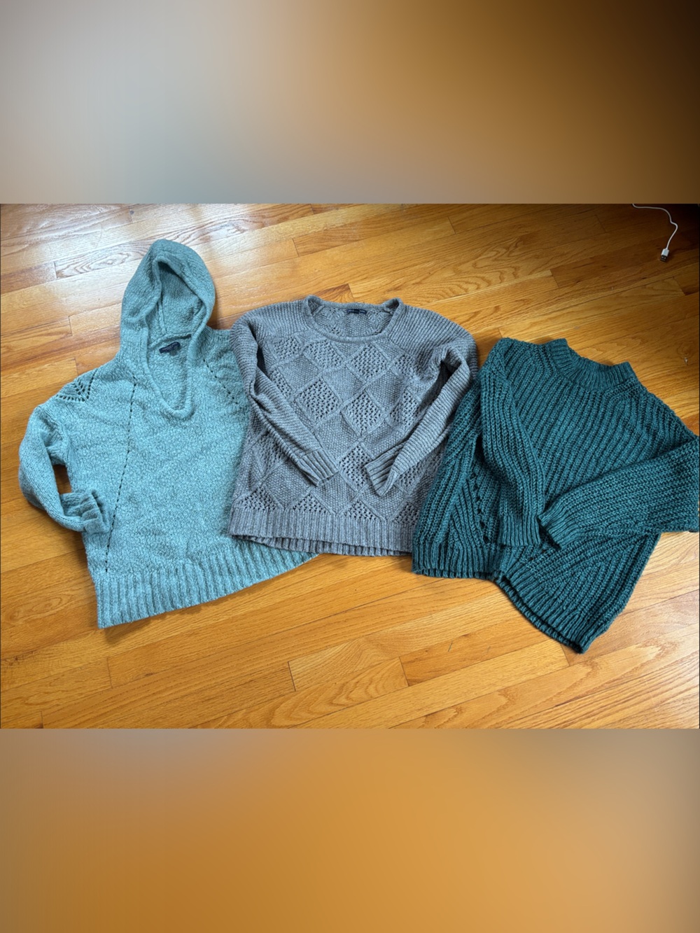 American Eagle Outfitters Mint Green, Gray, and Teal Knit Sweaters (Set of 3)